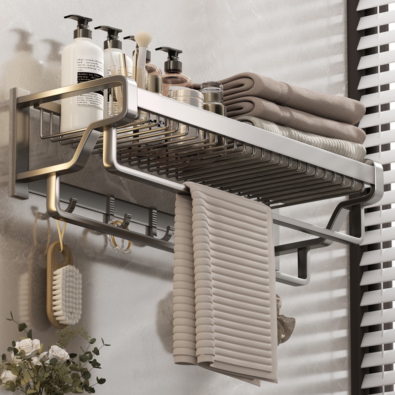 Toilet Storage Rack Towel Rack Toilet Wall Mounted Towel Rack Gun Gray ...