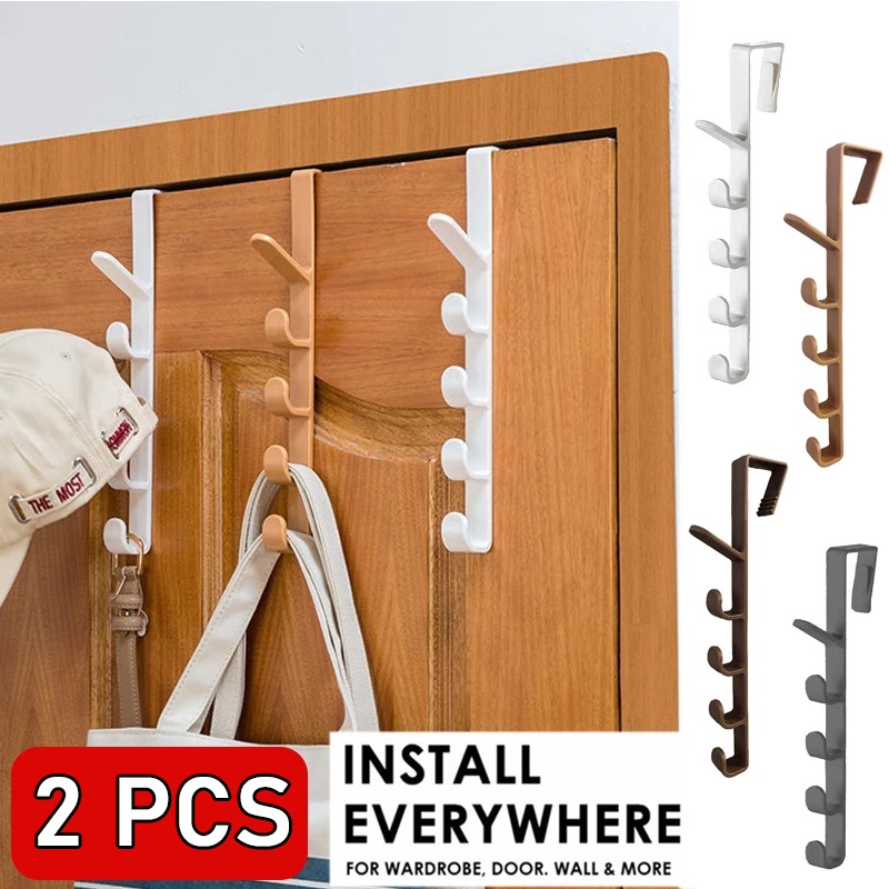 2Pcs Bedroom Door Hanger Clothes Hanging Rack Hook Bedroom