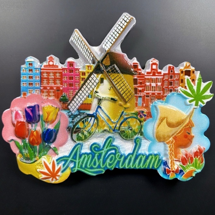 Street View of Amsterdam, Netherlands Fridge Souvenir Holland