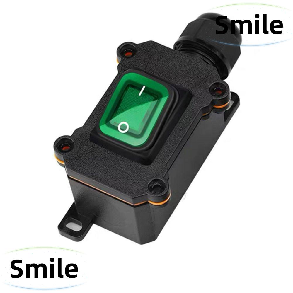 SMILE Toggle Switch, IP66 Waterproof Exit Line Inline Cord Switch, Green Light 4Pin 25A/220V One