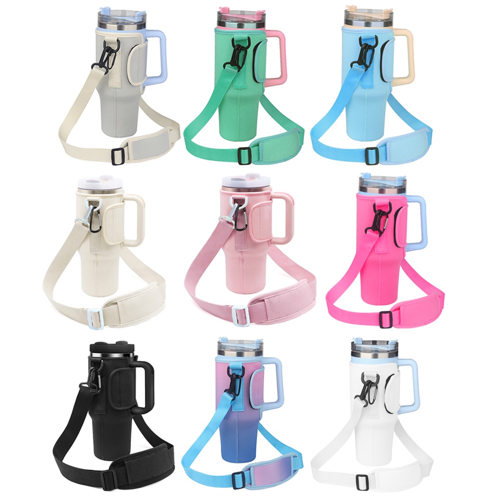 H-E 10pcs Sublimation Blank 20oz Tumbler Sleeve Tumbler Holder Neoprene Water Bottle Carrier With Shoulder Strap
