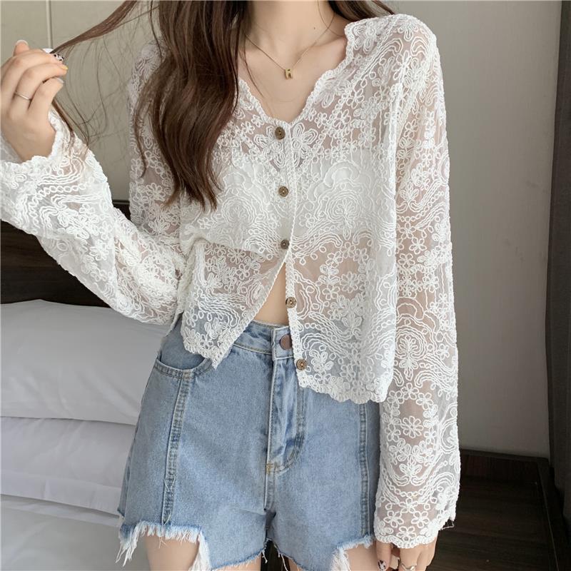 White long deals lace cardigan