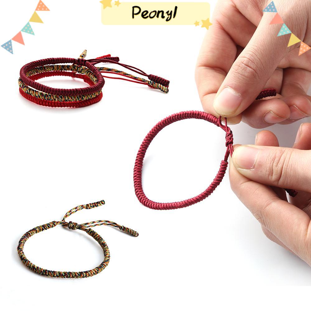 1PC/3PCs Weave Jewelry Buddhist Knots Bracelet Tibetan Weave Bangle Red Rope