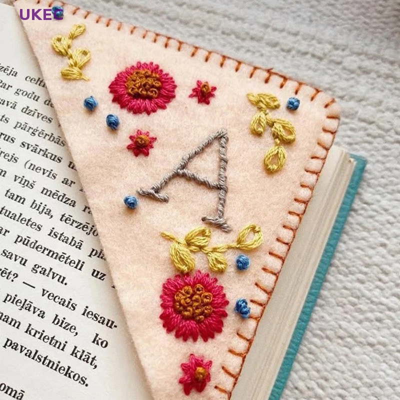 UKEC Personalized Hand Embroidered Corner Bookmarks Felt Triangle ...