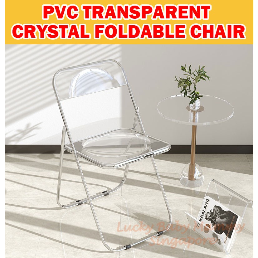 PVC Transparent Crystal Foldable Chair Acrylic Lightweight Minimalist ...