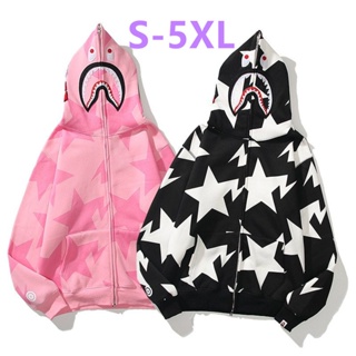 BAPE Shark Cotton Hoodie Street Fashion Camouflage Double Hooded  Jacket,Aape Pink