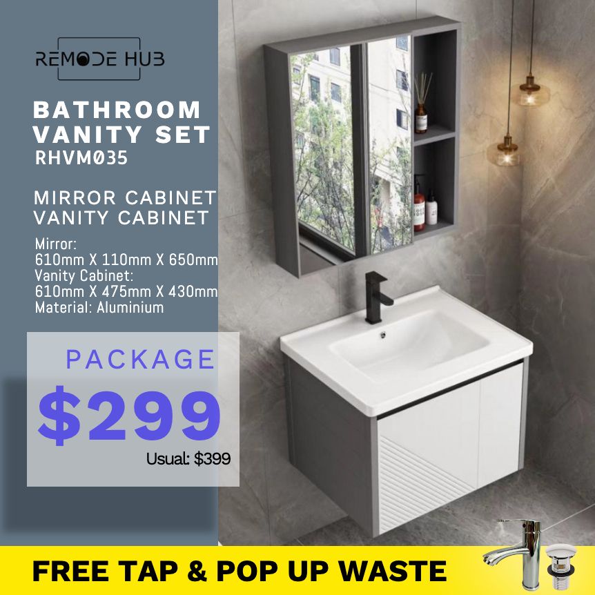 SG STOCK Bathroom Vanity Set RHVM035 (Top & Bottom) Shopee