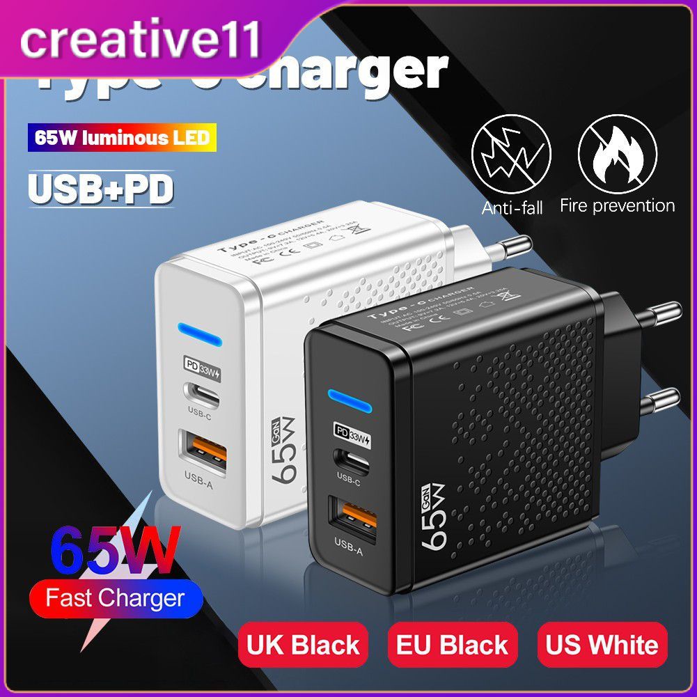 65w Usb Charger Qc3.0 Multiple Ports Fast Charging Adapter Type C ...