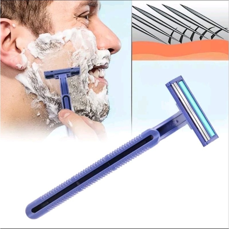 1PCS Alat Cukur Rambut Kumis Jenggot 2 Mata Pisau Cukuran Silet Bulu Ketiak Tajam Perawatan Manual Unisex A044 - Gambar 2