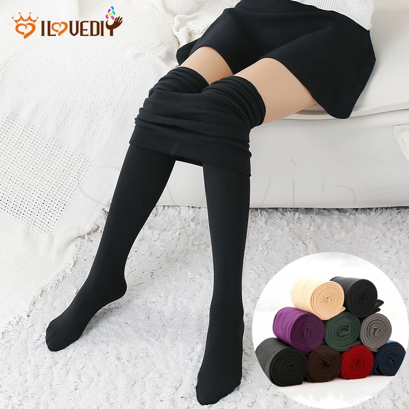 Buy Women's Slim Fit Nylon And Fleece Leggings (Winter Tights_Black_Free  Size) at
