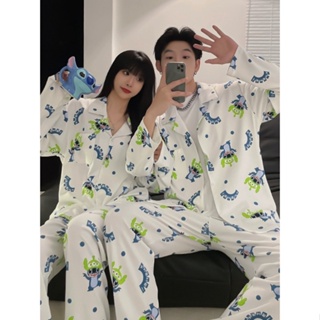 Autumn Winter Cotton Matching Couple Pajamas Men Sleepwear Women Homewear  Bedroom White Letter Pyjama Homme PJ Couple Pyjama Set - AliExpress