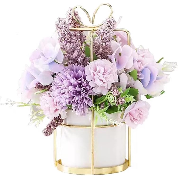 Faux Flowers in Vase Fake Silk Flower Arrangements with Vase Artificial ...