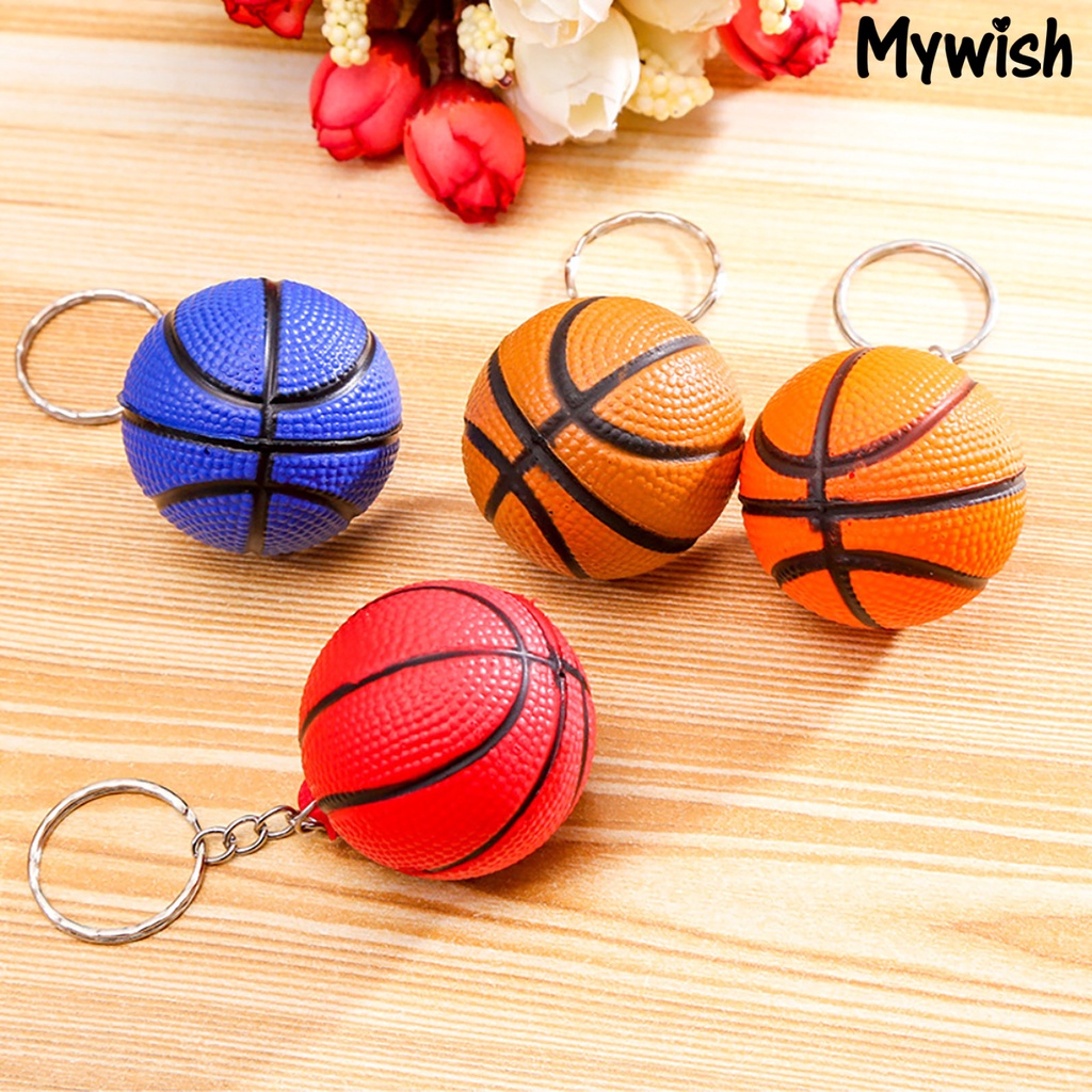 [MY]Cute Basketball Shape Sport Stress Ball Link Keychain Key Ring Bag ...