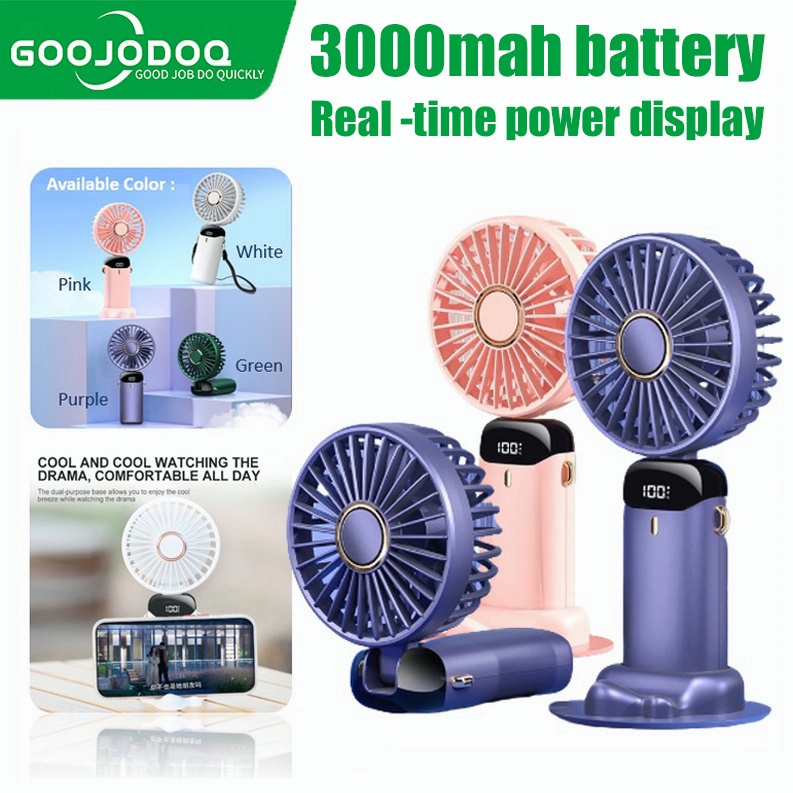 Goojodoq Portable Mini Fan Rechargeable for School with Light for Kids Electric Fan Small Fan