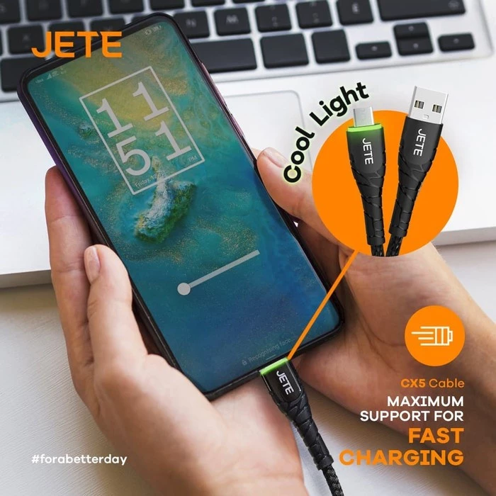 JETE CX5 Kabel Data USB Lightning Fast Charging with LED Light - Kabel Data Iphone - Garansi Resmi - Gambar 4