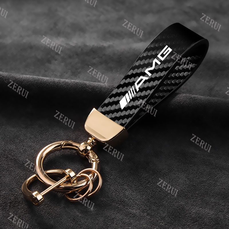 ZR For Carbon Fiber Leather Car Keychain Zinc Alloy Key Ring For ...