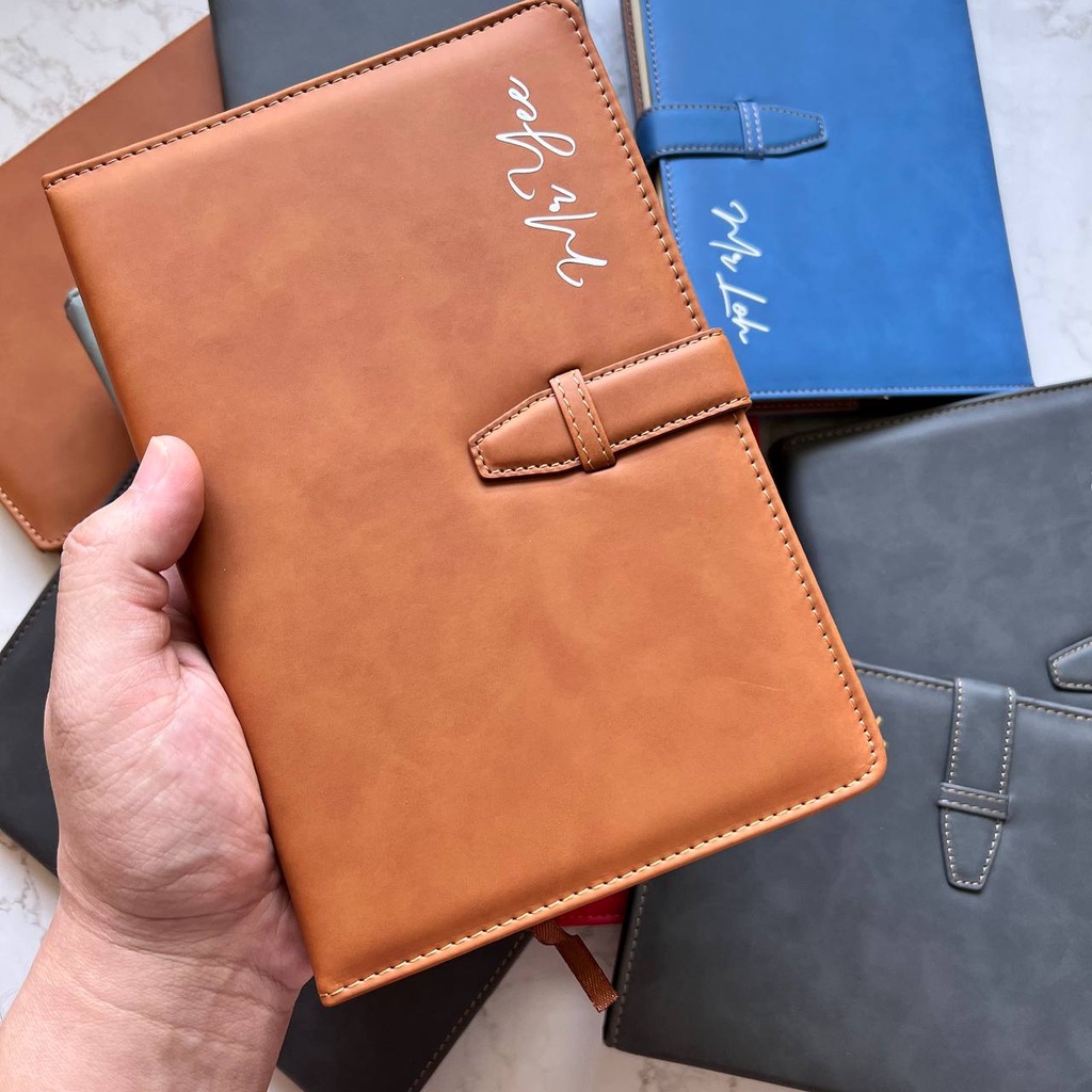 Personalised A5 Leather Notebook with initials Name