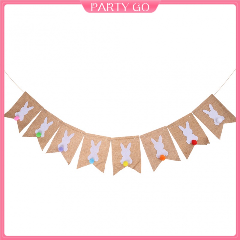2.5 Meters Easter Banners Rabbit Printed Burlap Bunting Banners Garland ...