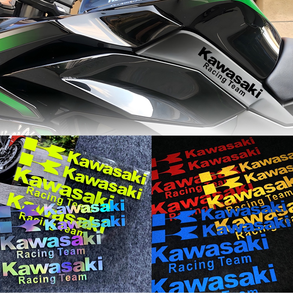 Kawasaki Motorcycle Sticker Logo Set Racing Team Tank Emblem For
