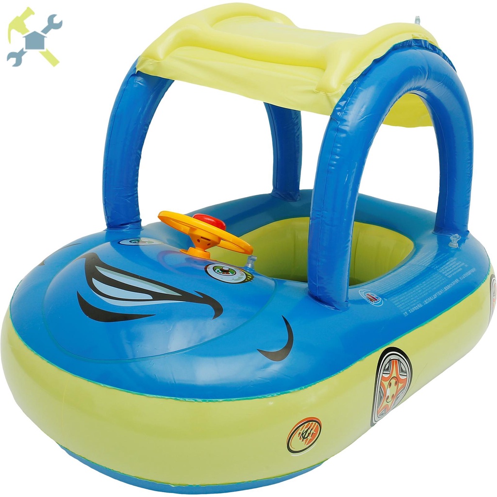 Baby Pool Float with Canopy Inflatable Safe Toddlers Swim Ring Soft