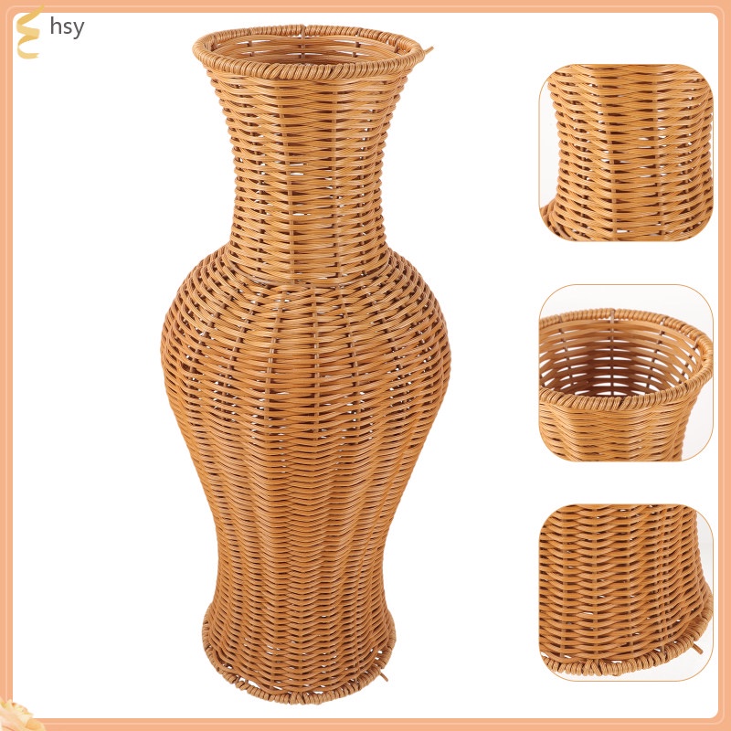 Rattan Floral Container Woven Floor Vase Floor Standing Vase Seagrass