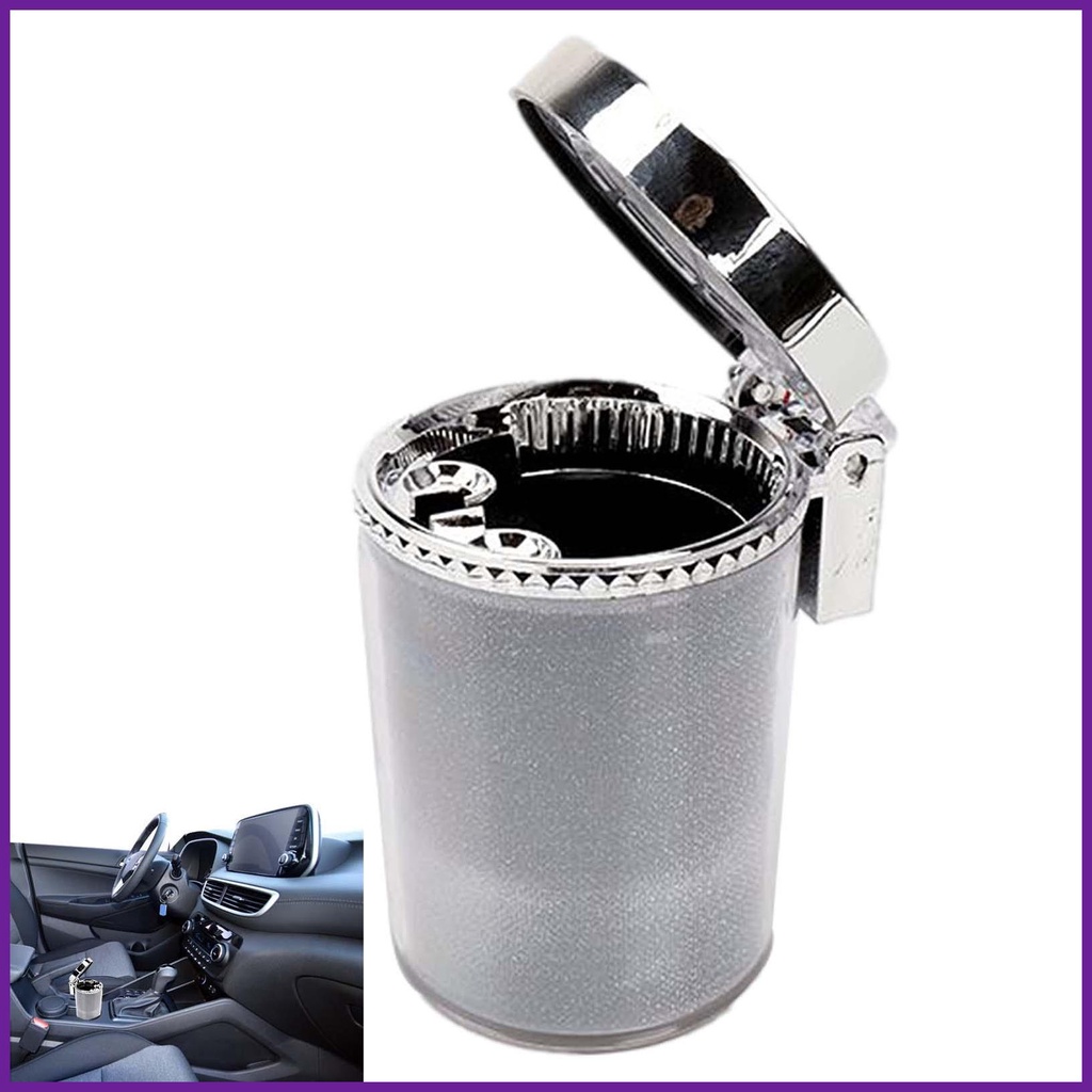 Blue Light Ashtrays Portable Ashtray With Cover Mini Car Trash Can