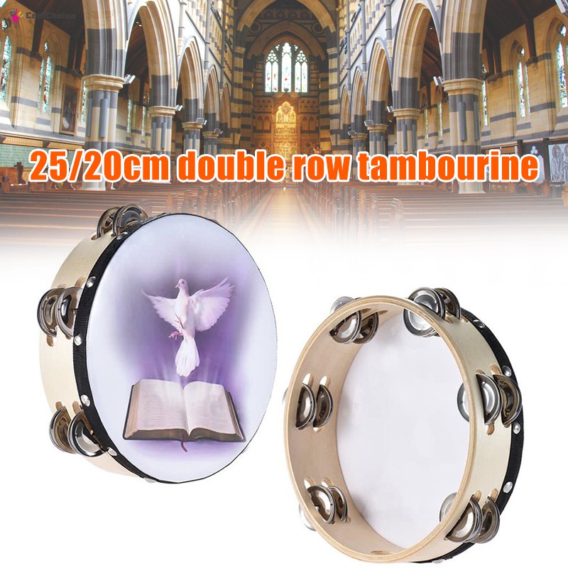 Tambourine Double Row Jingle Percussion Instrument Church Handheld