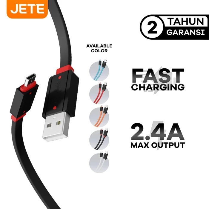 JETE Tiny Kabel Data Type-C 2.4A Fast Charging - Garansi Resmi