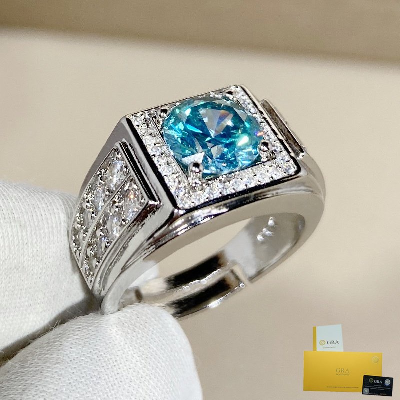 [with Gra Certificate] Fashion Blue Diamond Ring Pt950 Platinum Luxury ...