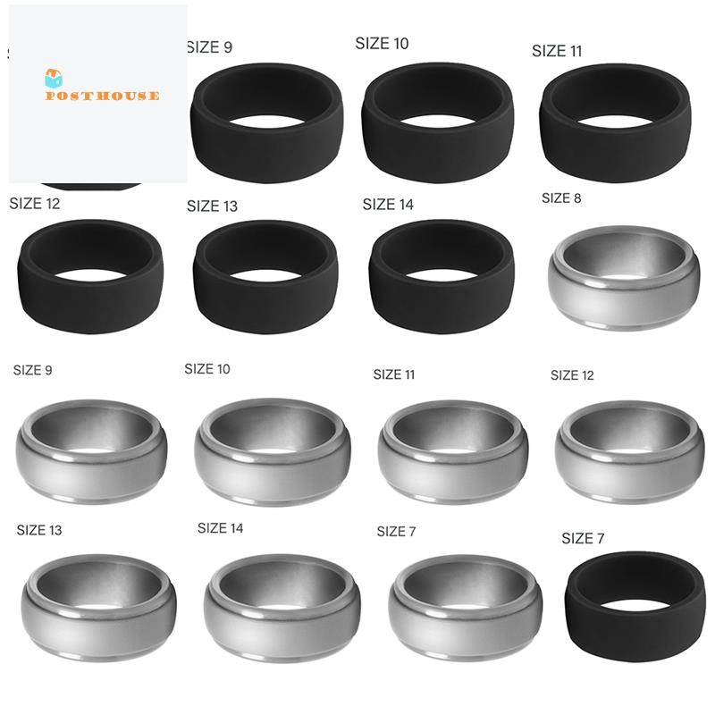 2Piece Popular for Men Women Silicone Cool Rings Silicone Wedding Ring ...
