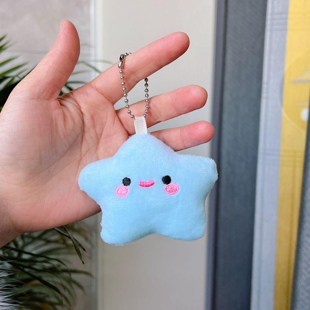 ALANFY Smile Star Key Ring, Pom Pom Starfish Smile Stars, Keychain