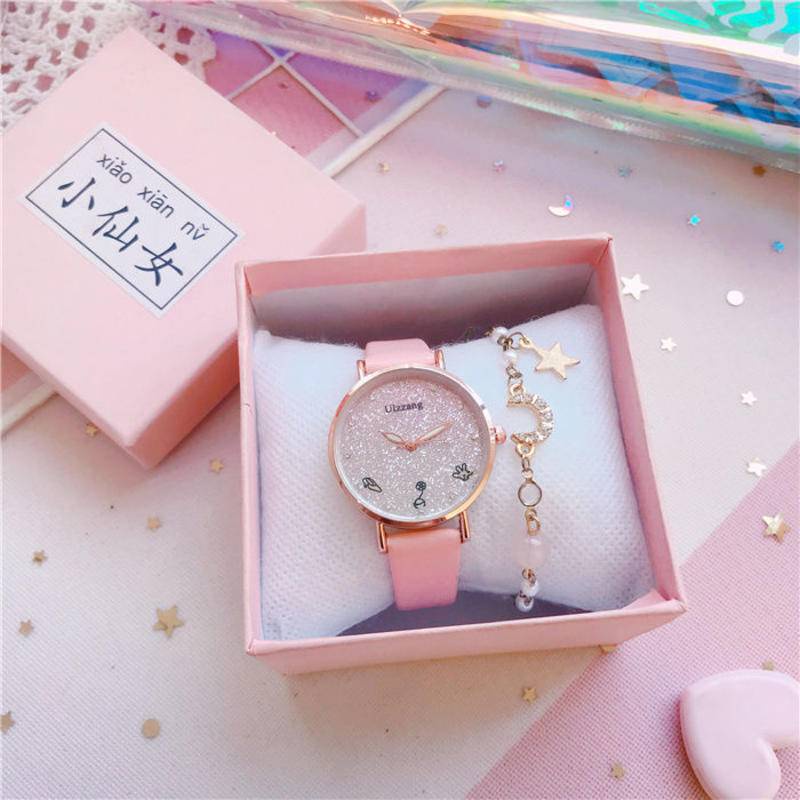 Ulzzang Purple Gradient Starry Sky Girl Watch Female Student Korean Version Simple Temperament French Light Luxury Waterproof Women s Watch