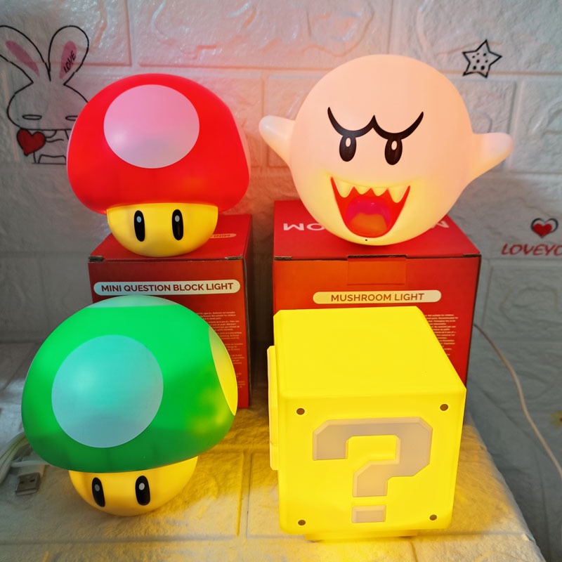 Sasa preferred Super Mario Bros LED Mario Lamp mushroom lamp Question Mark Sounding Charging