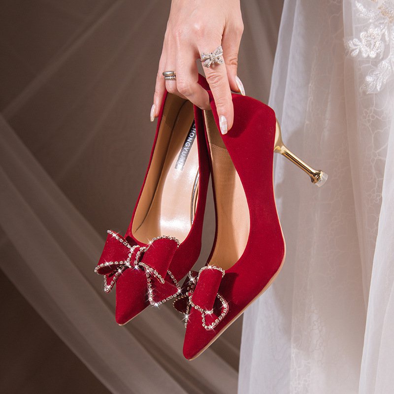 Red 2025 wedding heels