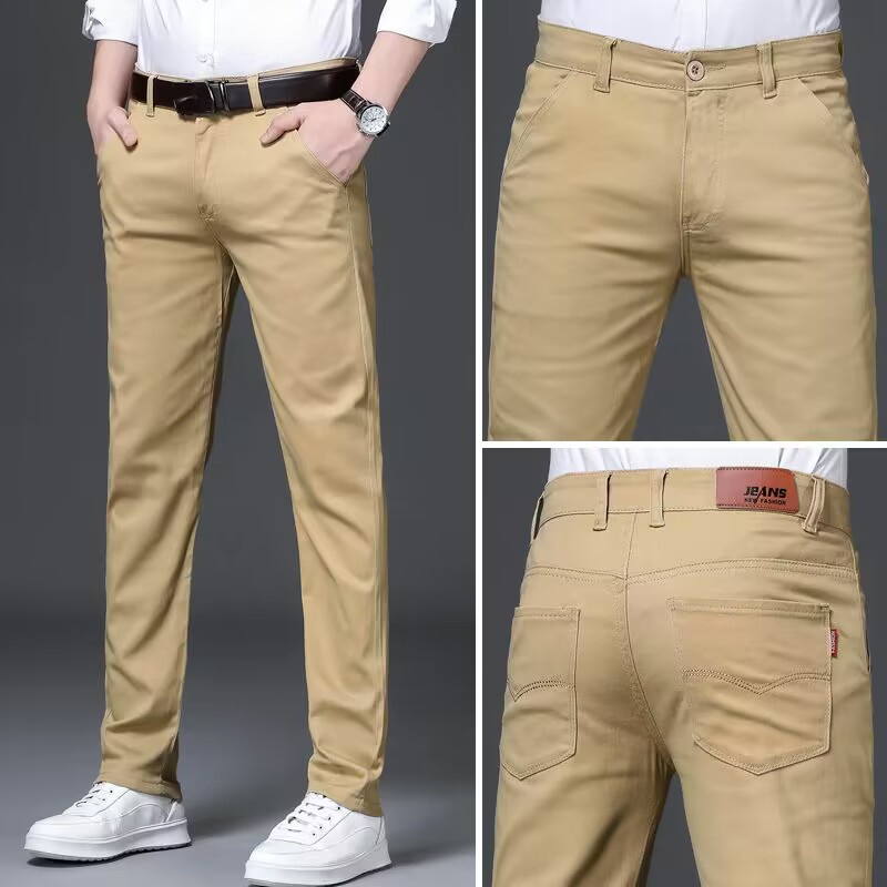 [7 Colors] Men Pants Long Business Casual Work Pants Breathable Thin