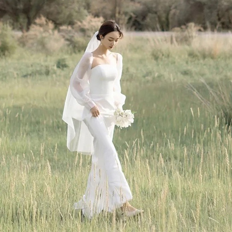 White slim fit wedding dress sales