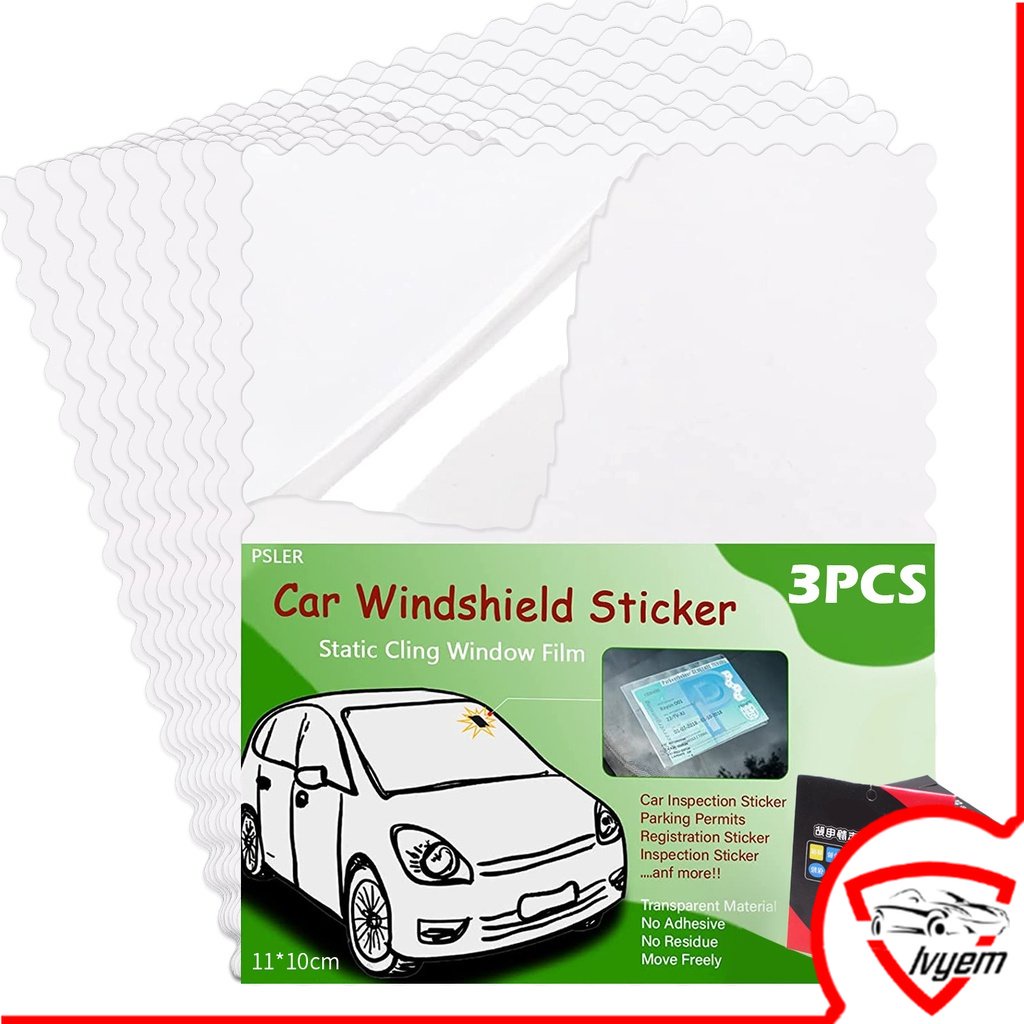 3pcs Car Electrostatic Sticker Transparent Car Static Cling Windshield