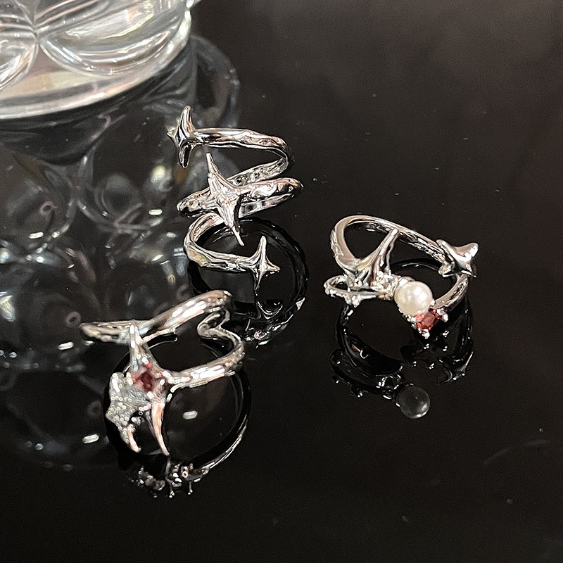 Cosmic Star Manger Ring for Women's New Light Luxury French Zircon ...