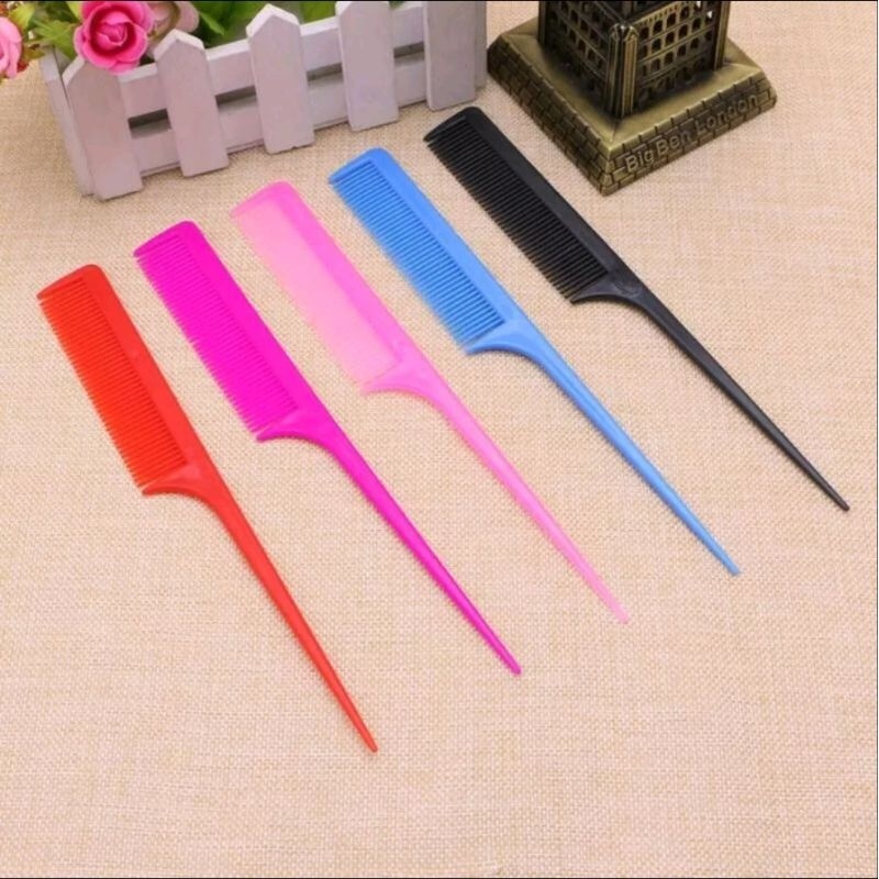 1PCS Sisir Rambut Gagang Panjang Sasak Alat Merapikan Rambut Wanita Dewasa Pangkas Warna Warni A041 - Gambar 4