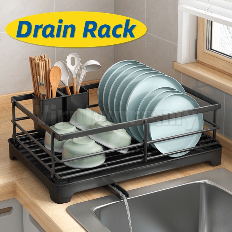 43cm Dish Auto Drainer Stainless Steel Organizer Storage Sinki Drain ...