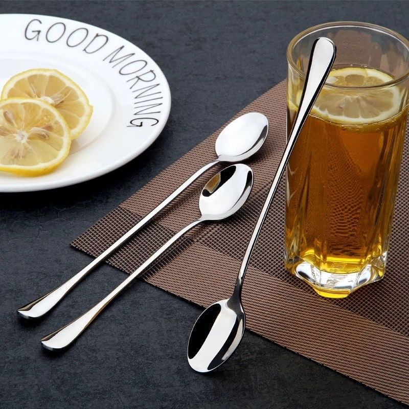Ice spoon Stainless steel round spoon Long handle coffee mixing Korean ...