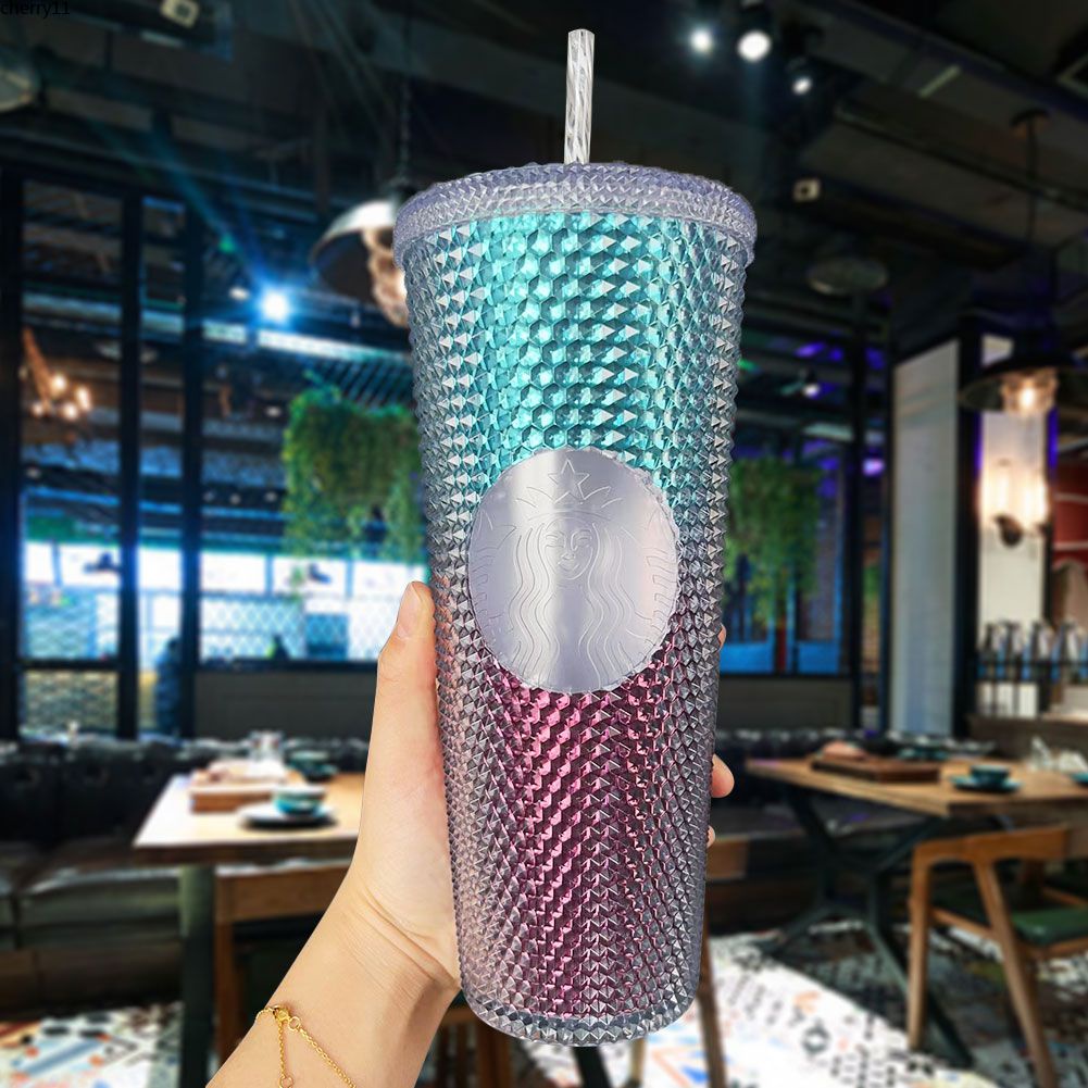 tumbler 710ml/24oz Starbucks Durian Cup Sparkling Diamond Straw Cup