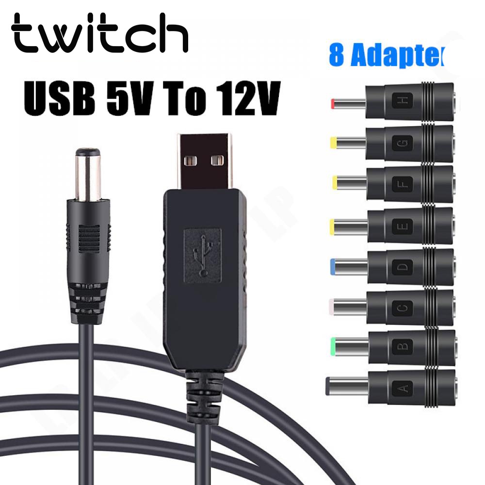 Twitch USB to DC Power Boost Cable 5V To 12V Boost Converter 8 Adapters ...