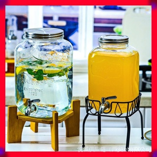 Cold Water Bottle with Faucet Fruit Juice Beverage Barrel Glass