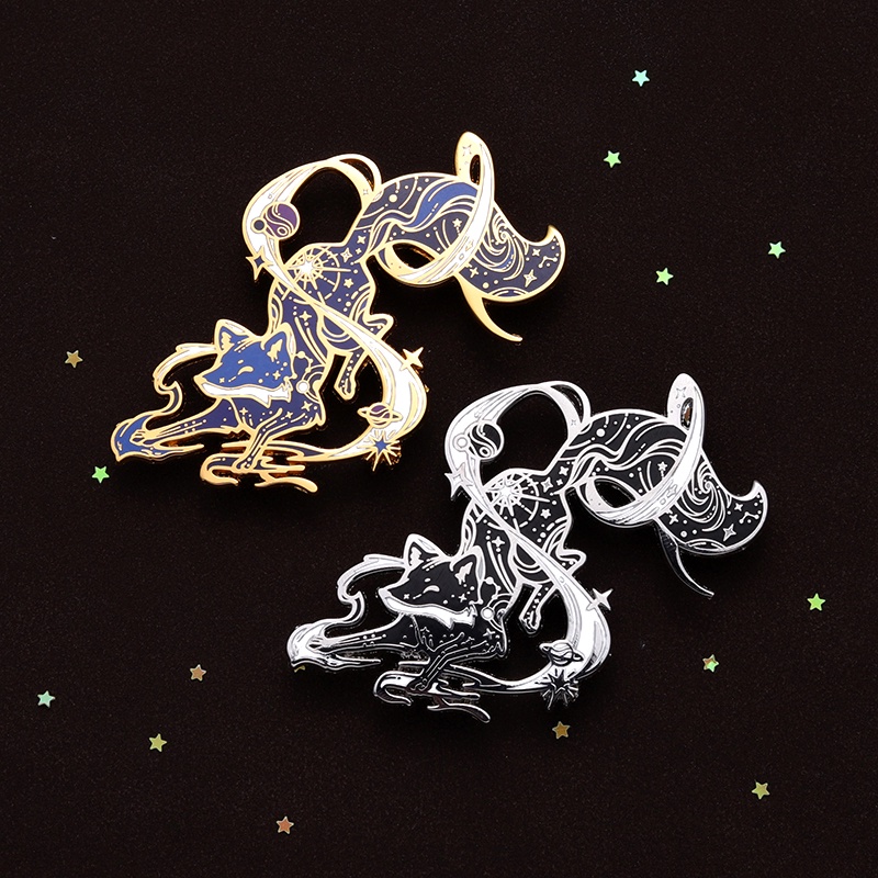 Cartoon Cosmic Fox Hard Enanel Pin Starry Space Brooch Lapel Backpack ...