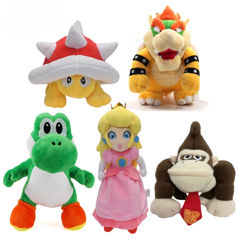 Super Mario Bros Plush Toys Doll Bowser Yoshi Peach Donkey Kong