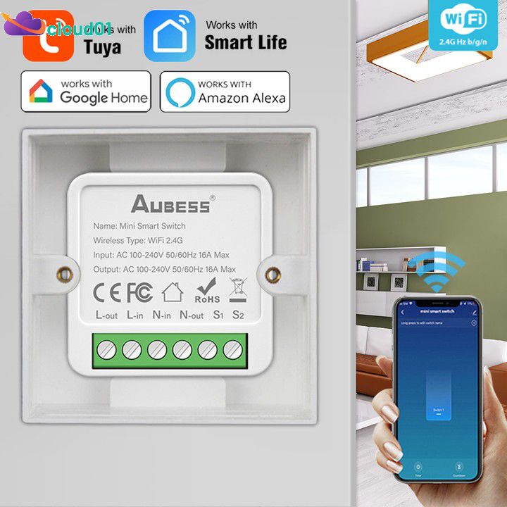 16a Wifi Mini Smart Light Switch Tuya Zigbee 2 Way Remote Control ...