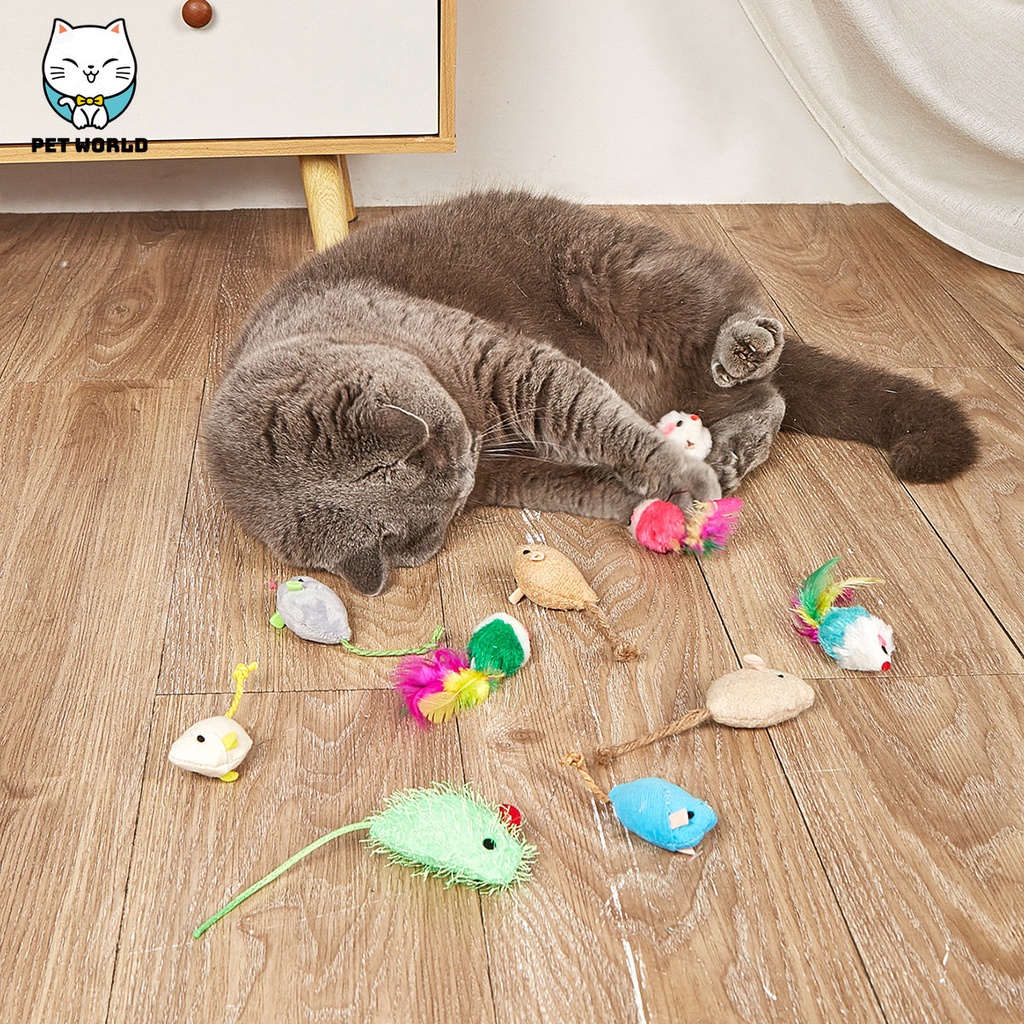 Pet World Manual Suture Colour Mouse Lint Chew Toy Interactive Cat Toys
