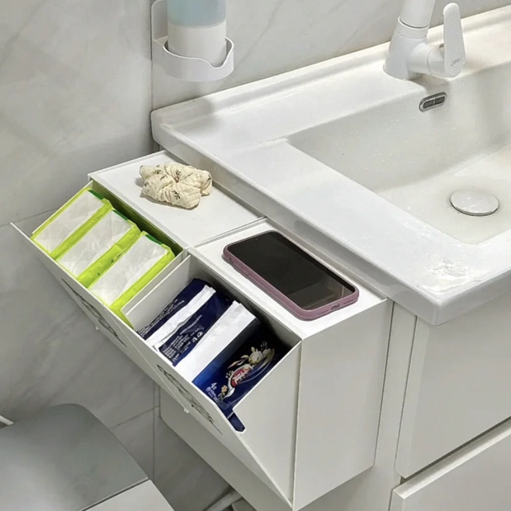 Sanitary napkin storage box wallmounted bathroom punchfree toilet