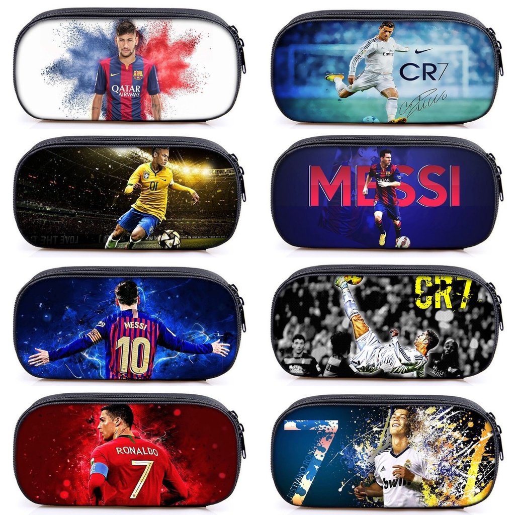 Messi CR7 Neymar Stationery Pencil Case Waterproof Large Capacity Pen ...